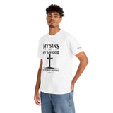 Christian Graphic Tee — "My Sins Met My Saviour" Cross T‑Shirt (Ask Me What Happened)