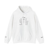 Faithful Identity Hoodie — "I Am" Scripture List Sweatshirt (Romans 8:30)